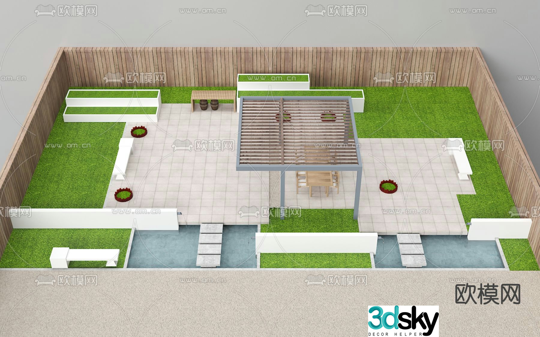 Courtyard landscape garden 3d model