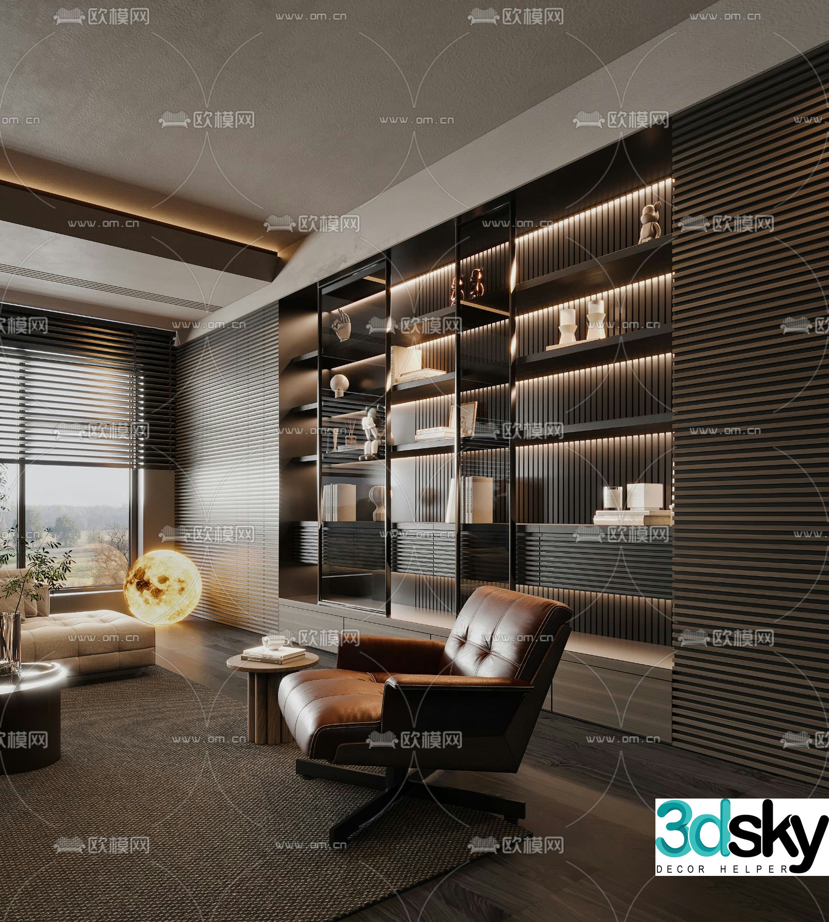 Bookcase Display Cabinet 3D Model