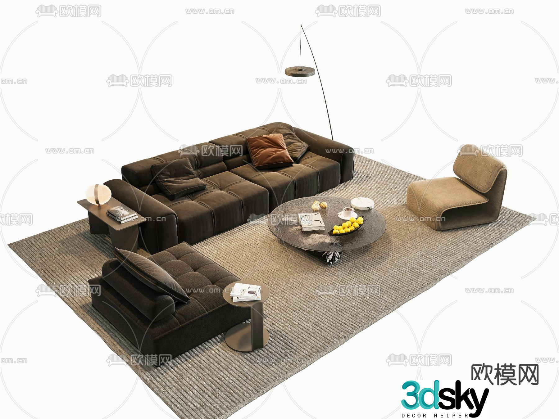 Medieval style modular sofa 3D model