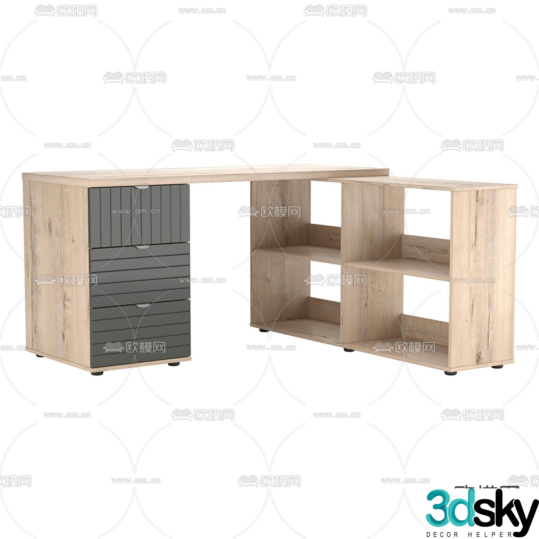 Wabi-sabi desk executive desk 3d model