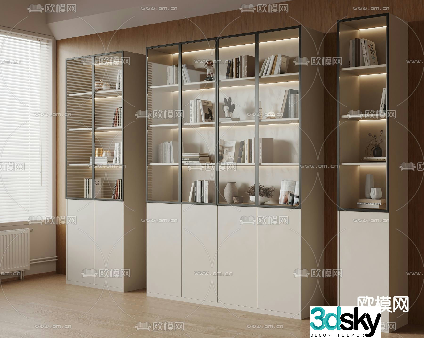 Modern bookcase display case 3d model