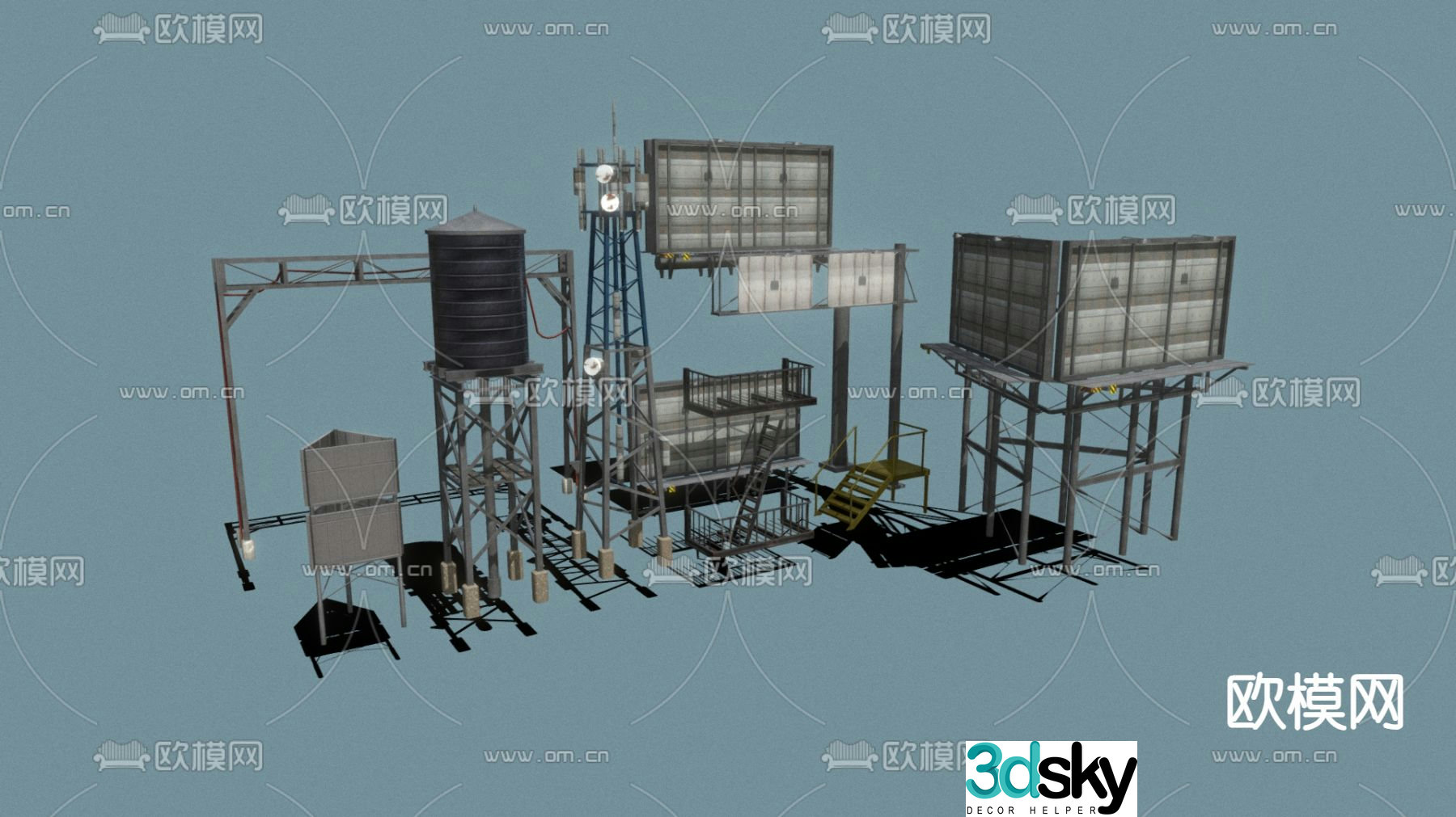 Industrial style staircase iron bracket industrial equipment 3d model