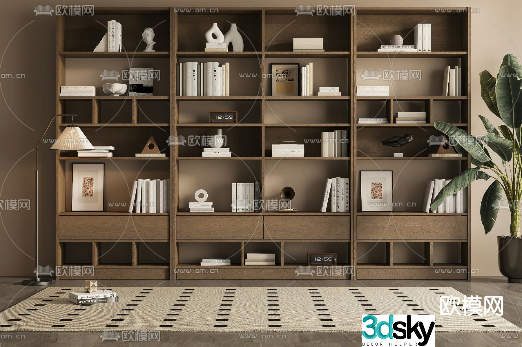 Medieval style bookcase bookshelf 3d model