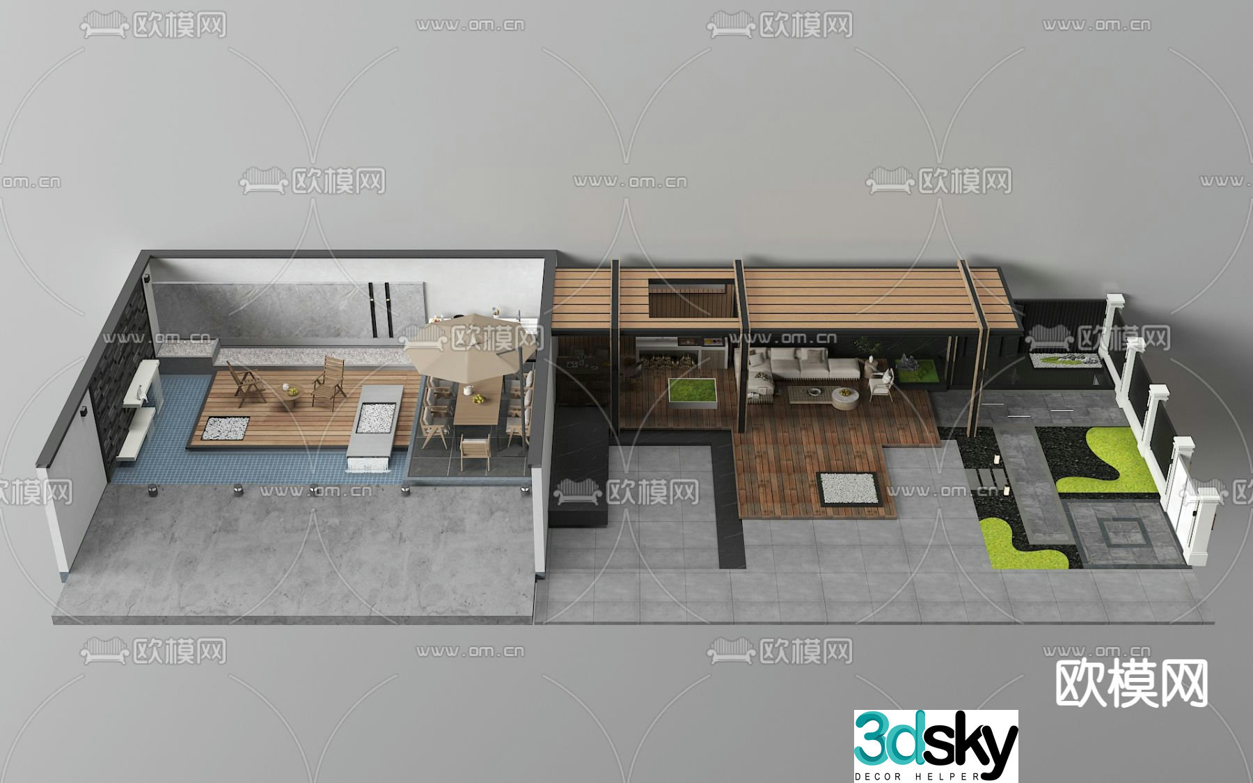 Courtyard landscape garden 3d model