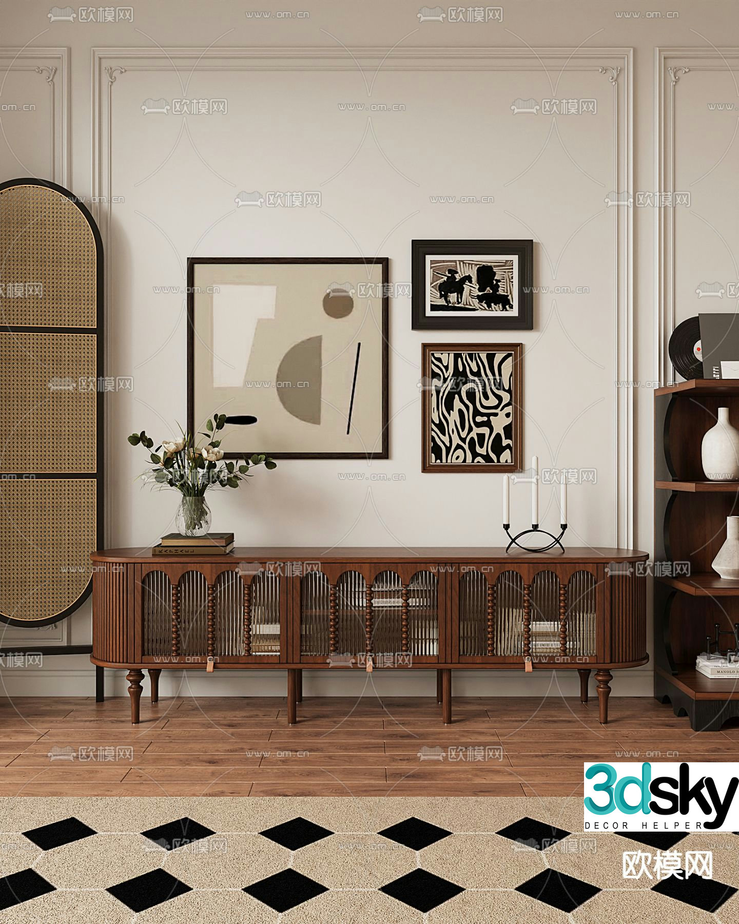 French TV cabinet 3d model