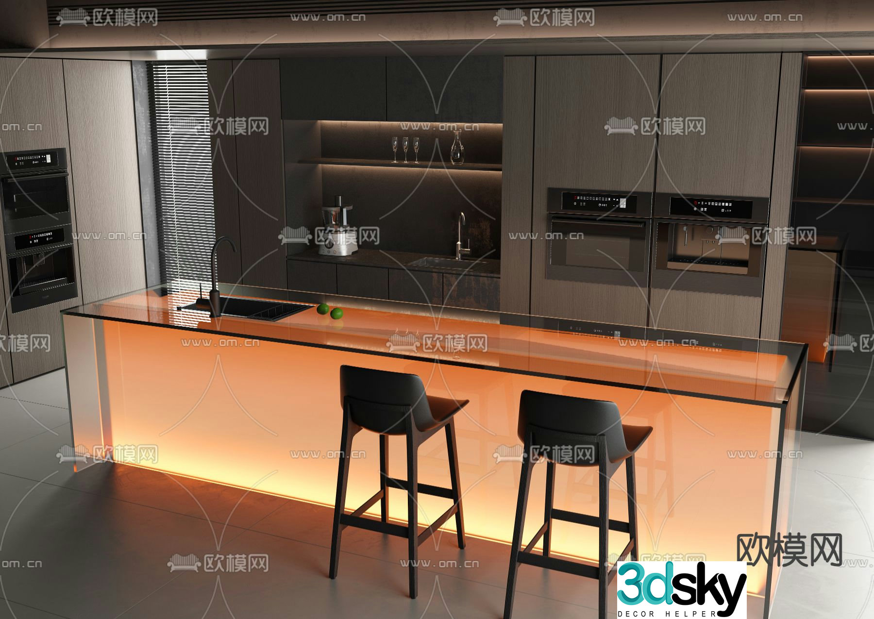 Luminous island glass island 3d model