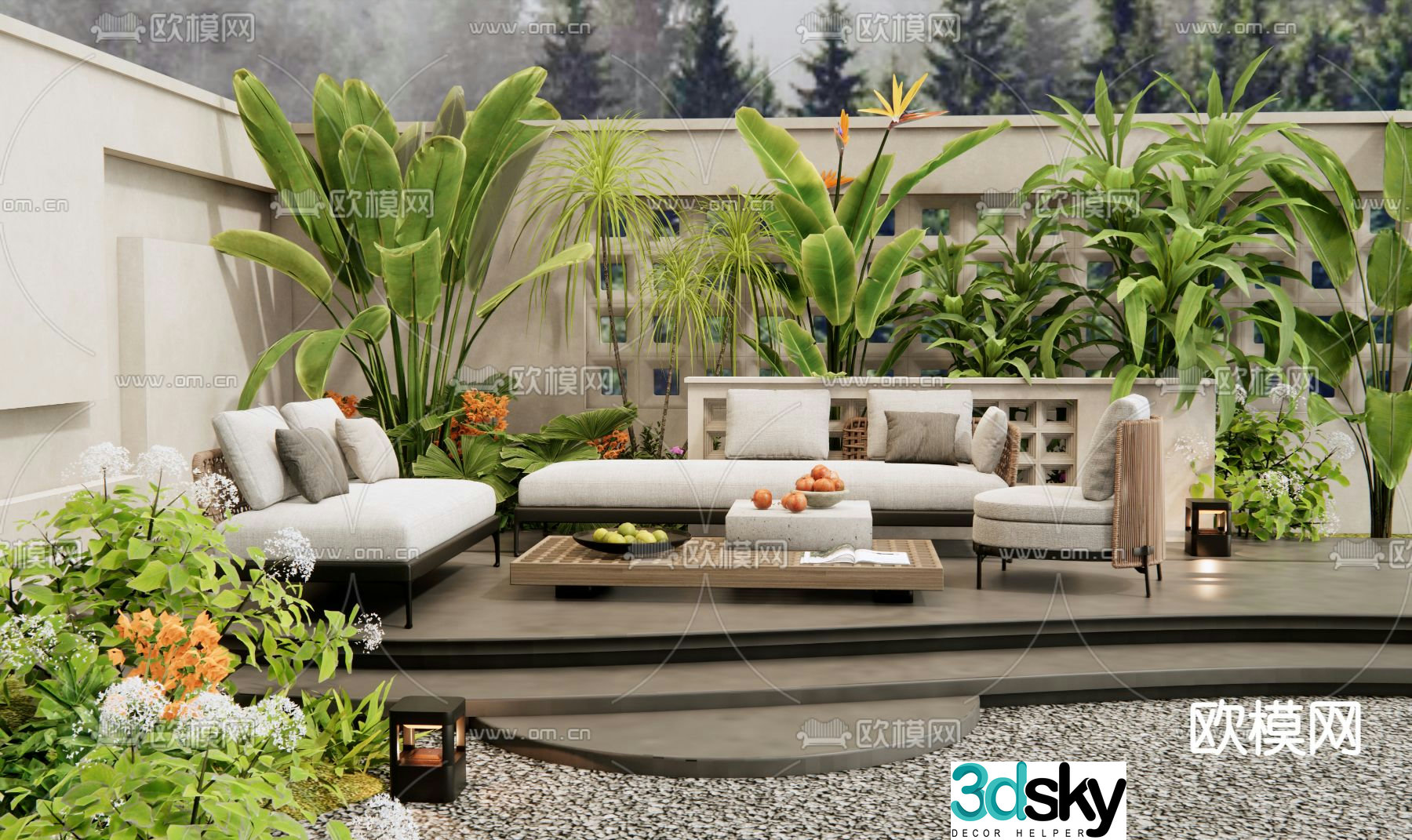 Outdoor sofa modular sofa 3d model