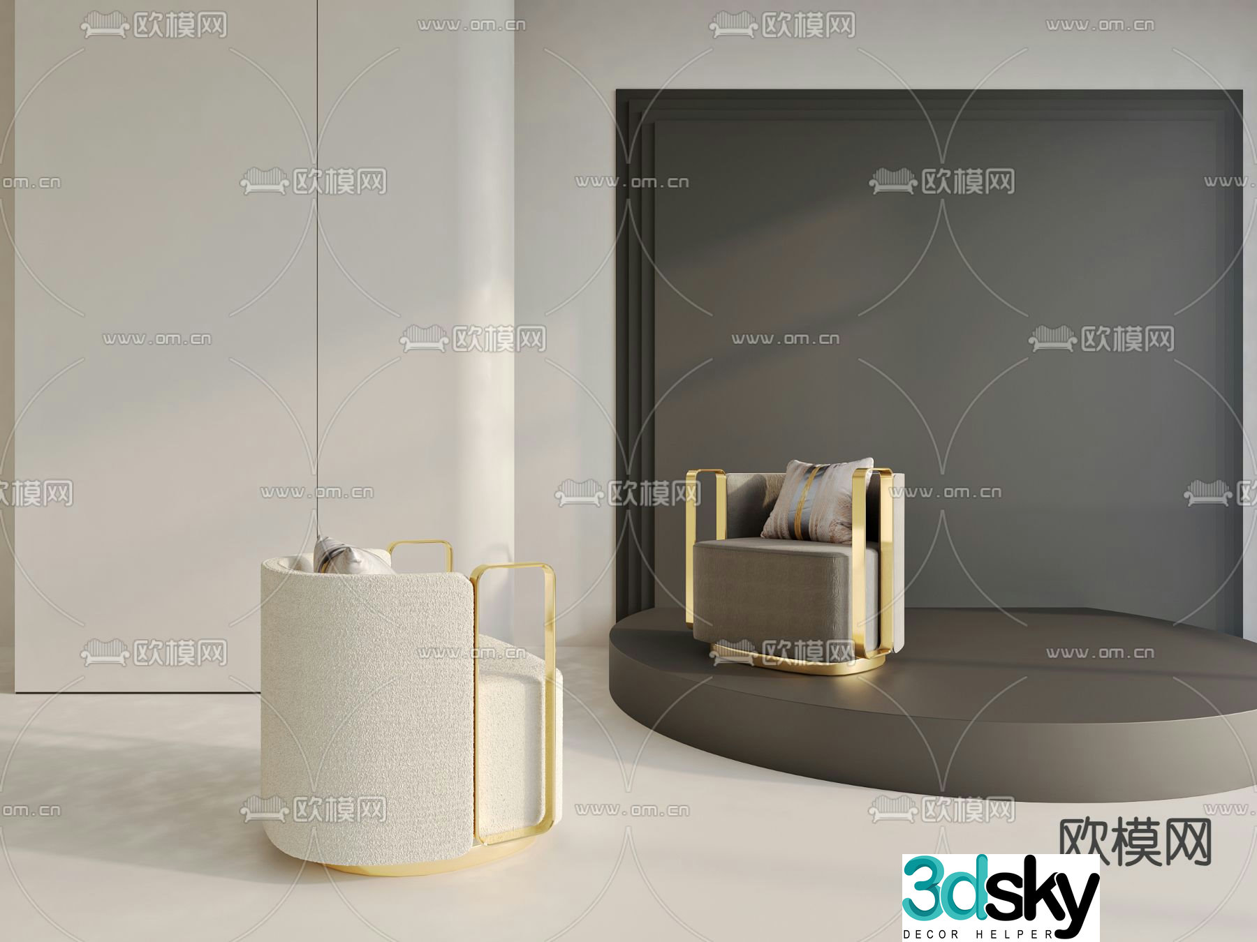 Light luxury sofa chair Single sofa 3D model