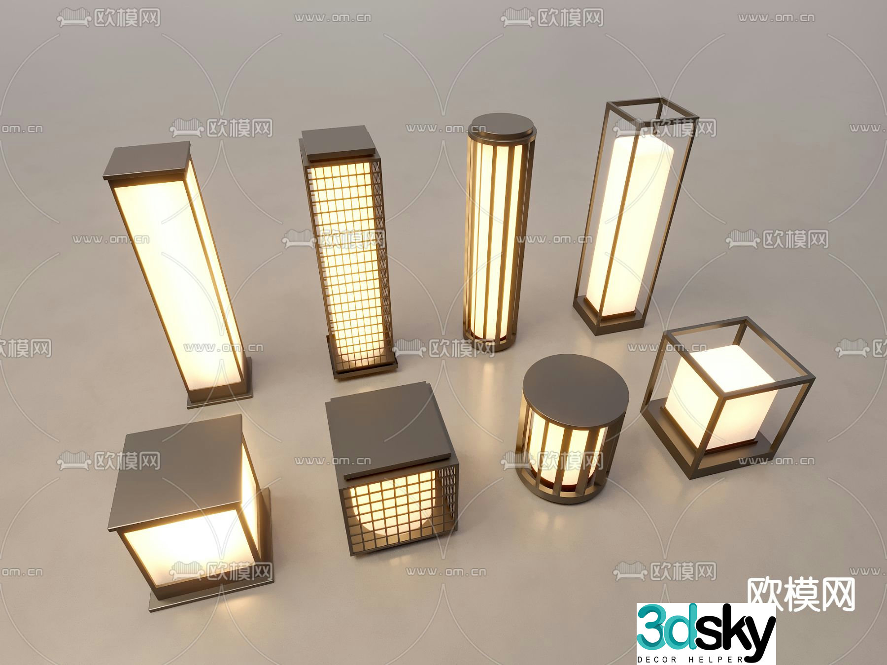 Outdoor lights landscape lights lawn lights lawn street lights 3d model