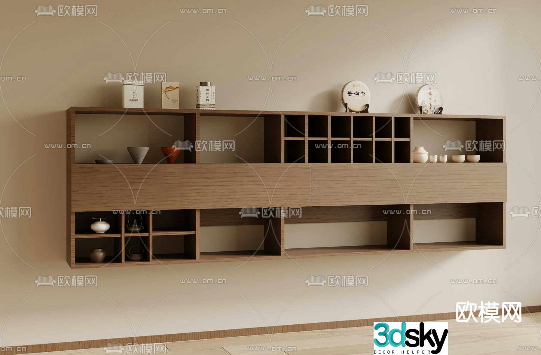 New Chinese style wall cabinet wall cabinet shelf 3d model