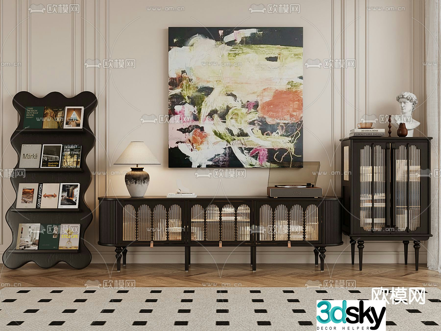 French TV cabinet 3d model