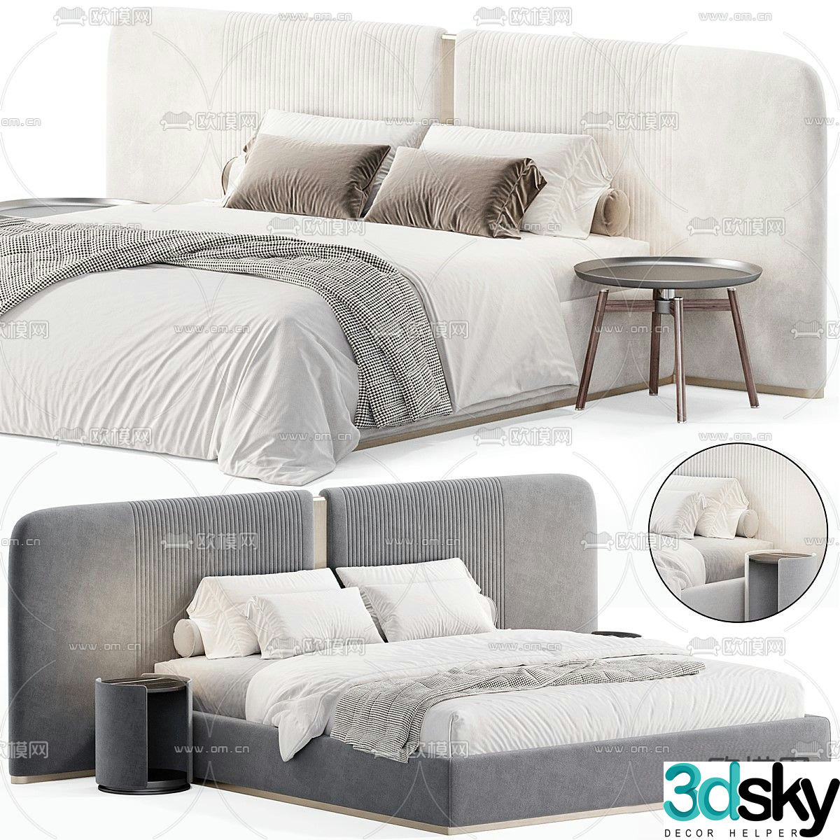 Rugiano modern double bed 3d model