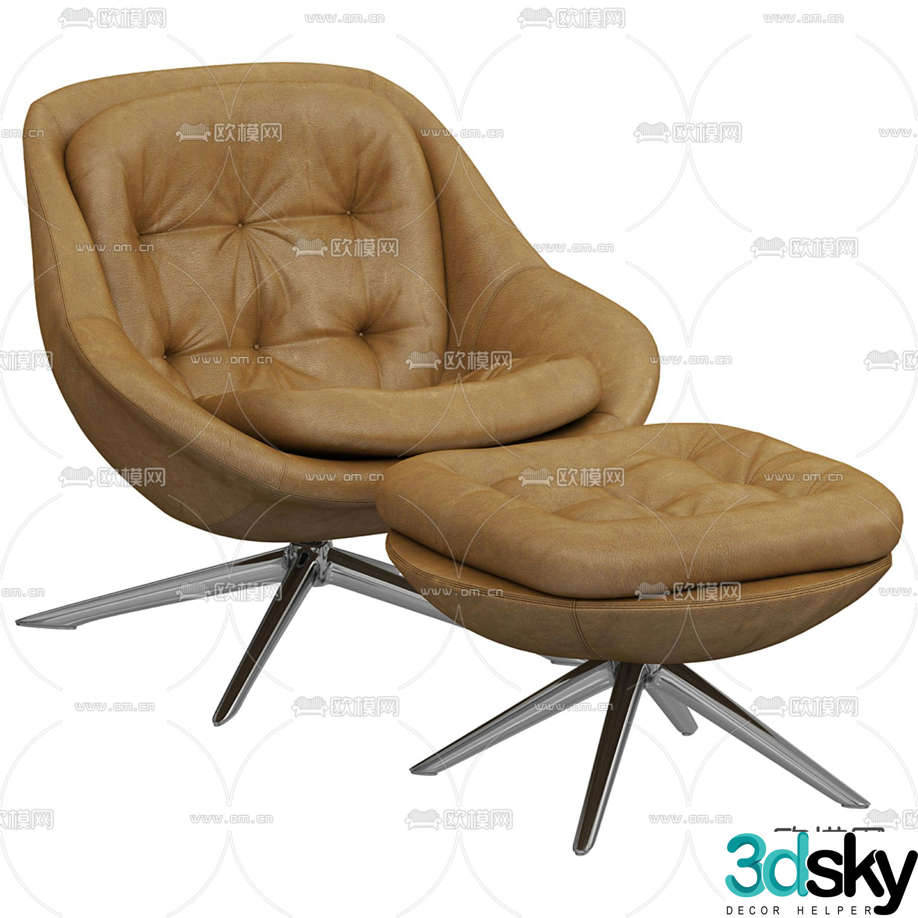 Leather chair casual chair 3d model