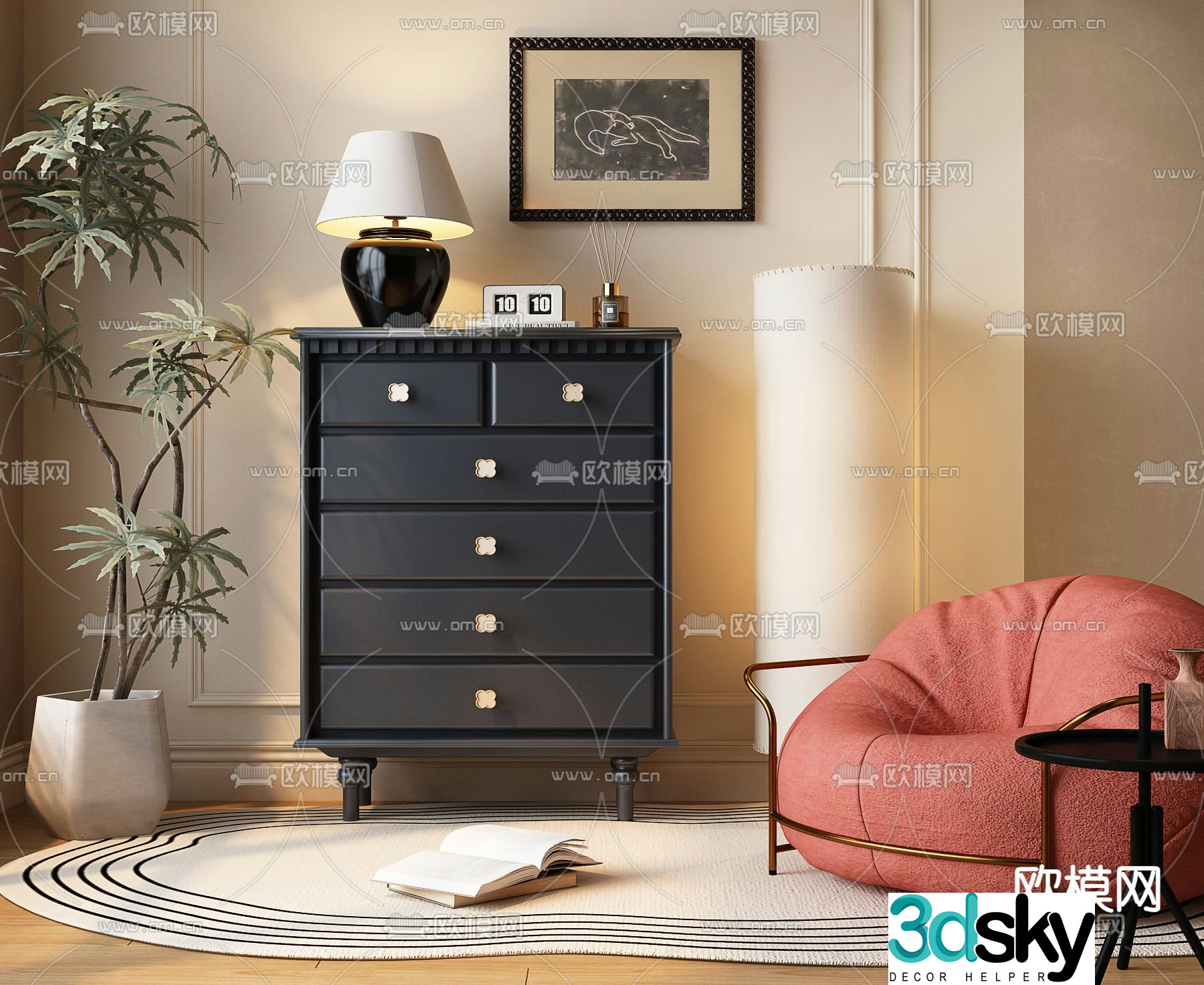 Medieval style chest of drawers 3D model