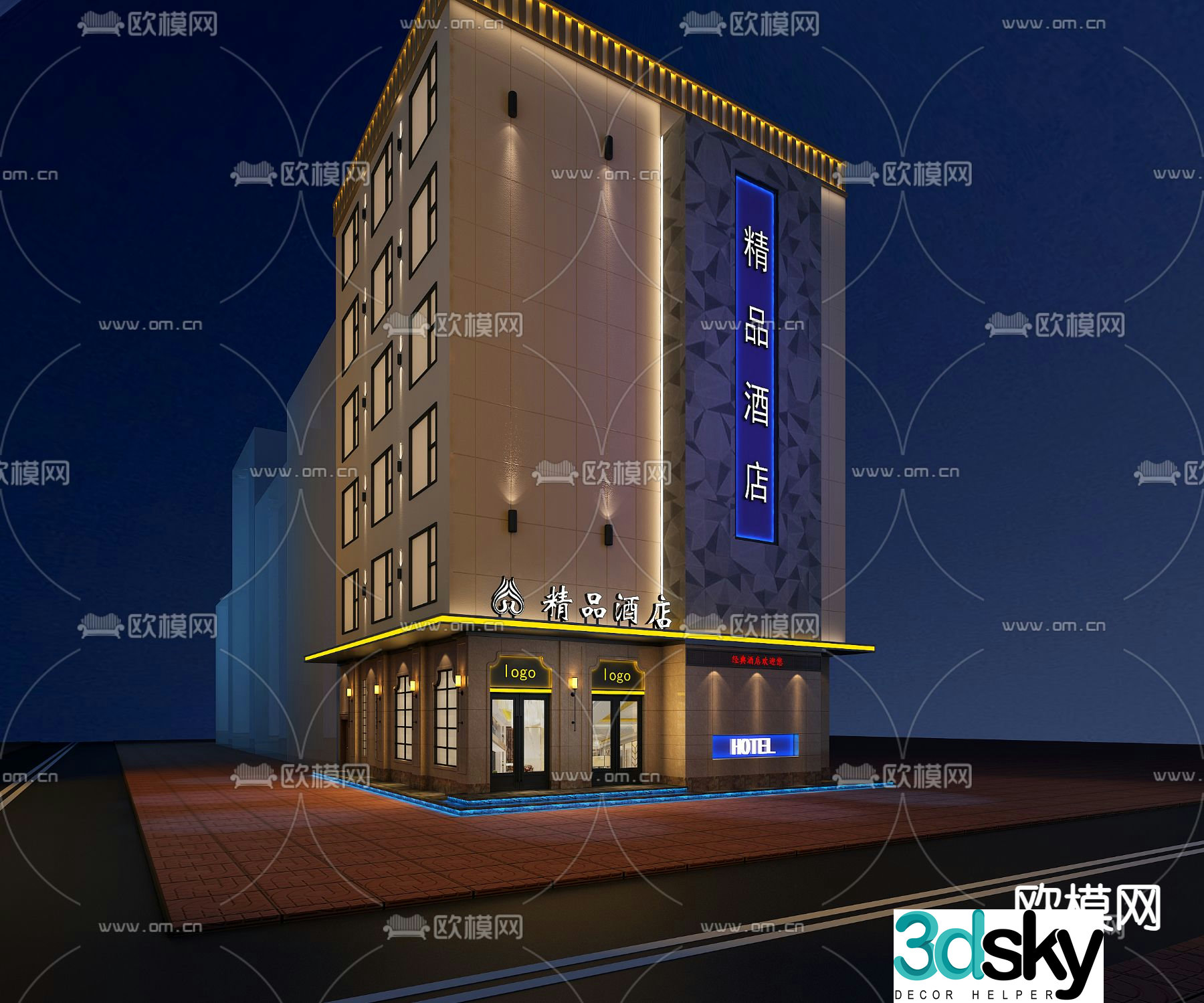 Hotel exterior 3d model