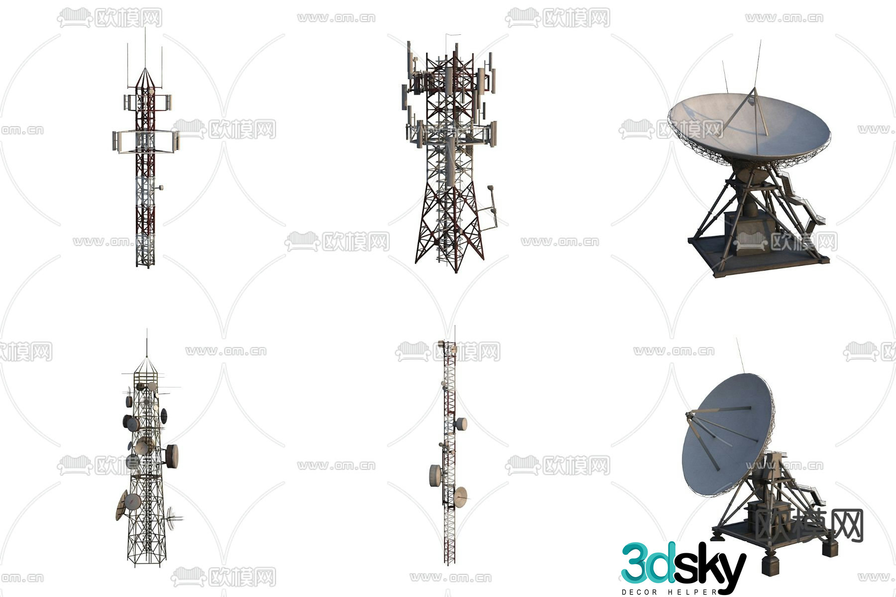 signal receiving tower radar radio transmitter 3d model