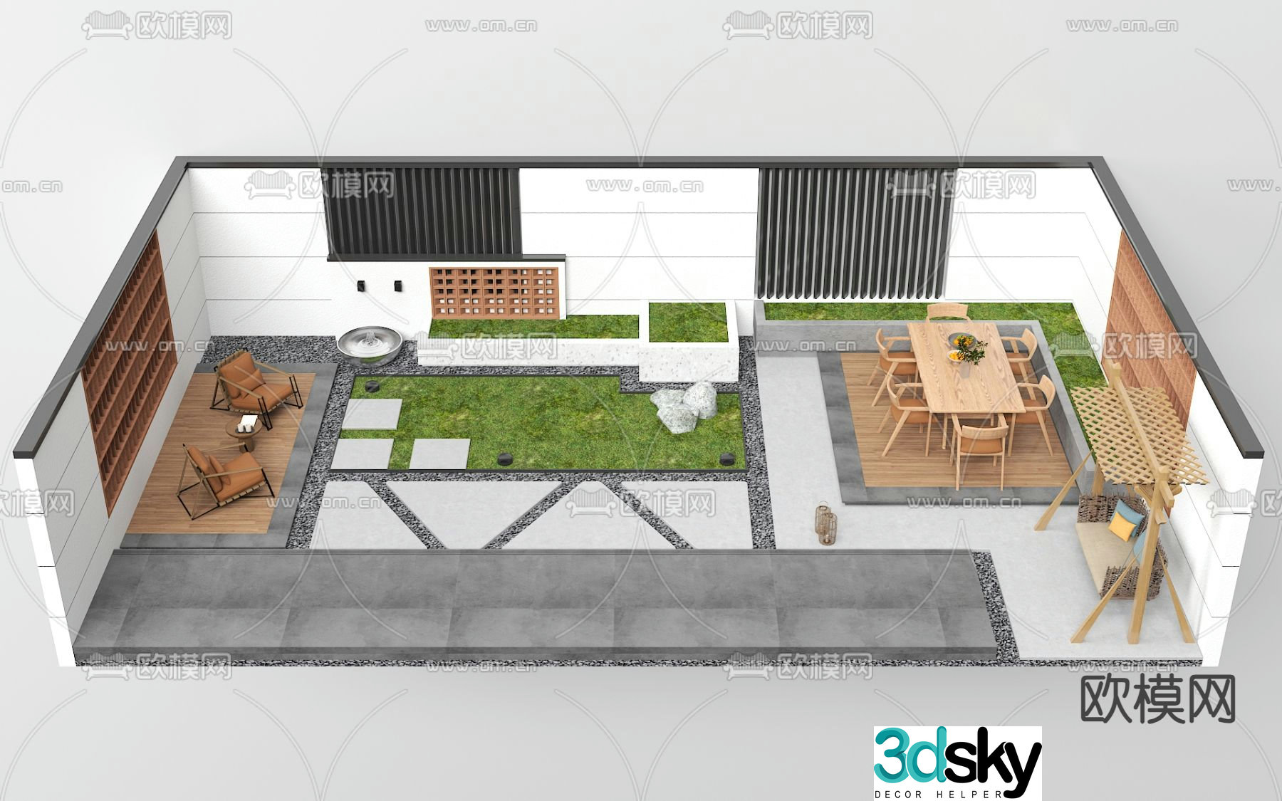 Courtyard landscape garden 3d model