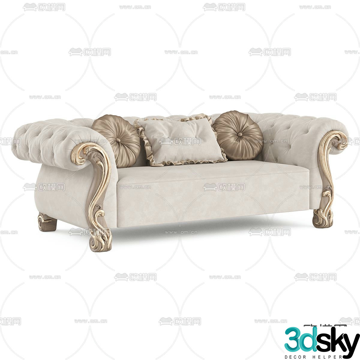 European style double sofa 3d model