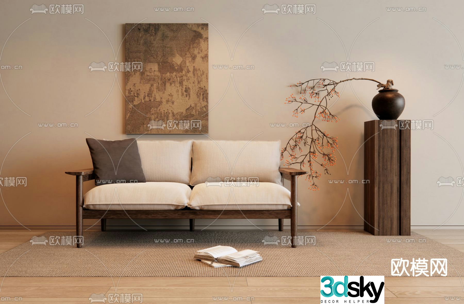 Medieval style sofa double sofa 3d model