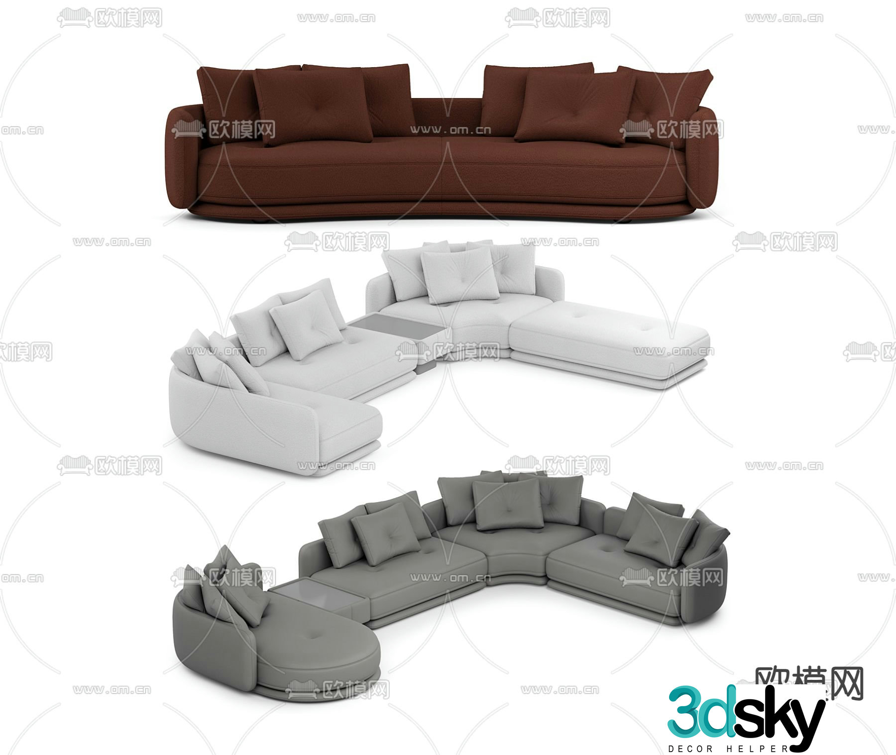 Corner sofa fabric sofa 3d model
