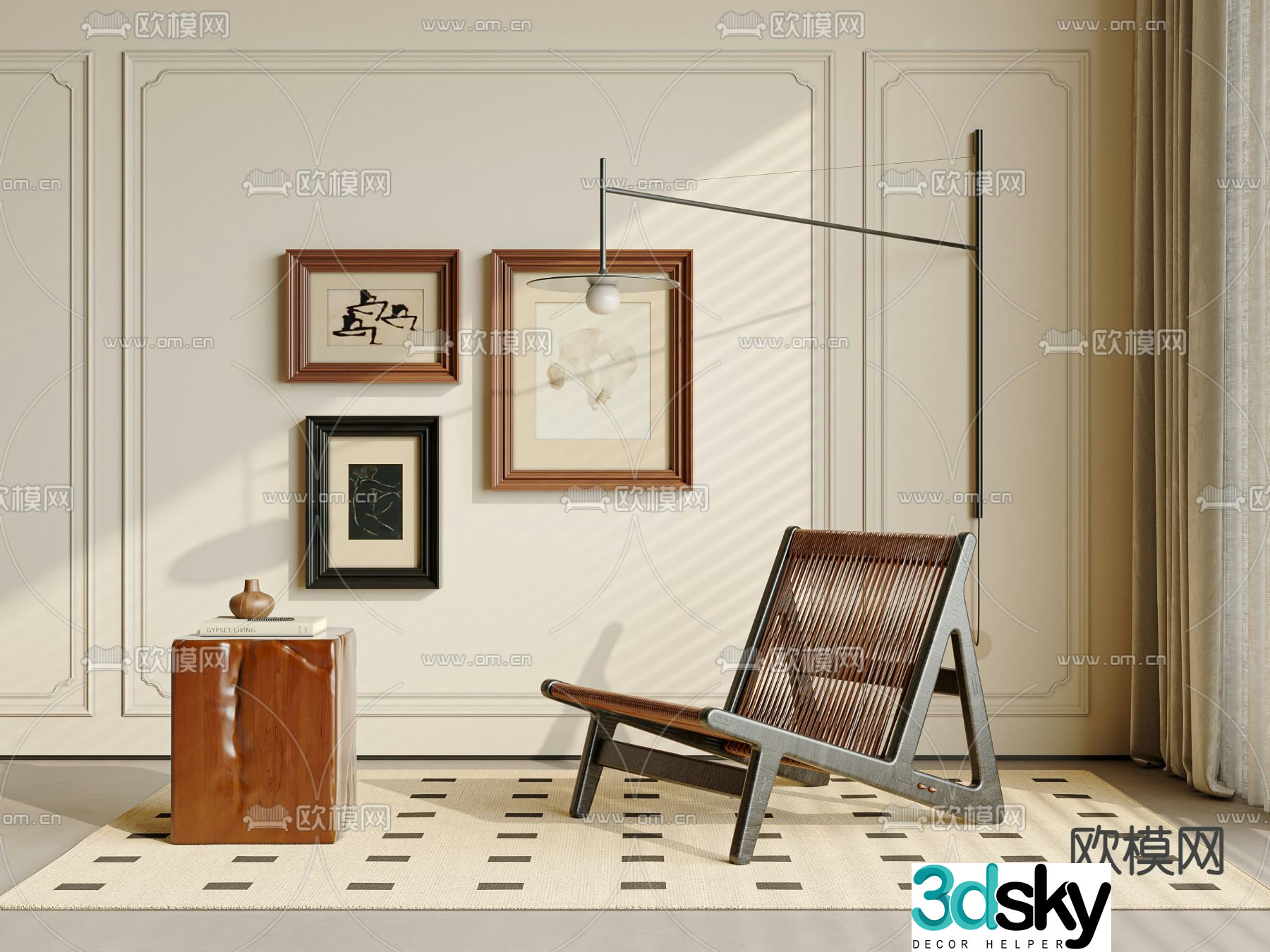 Medieval style chair leisure chair 3d model