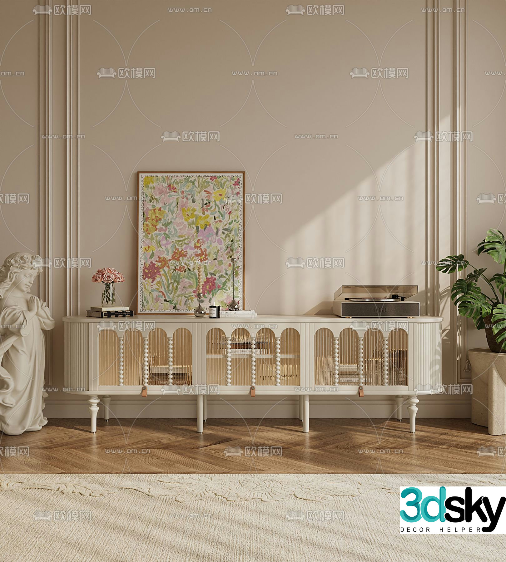 French TV cabinet 3d model