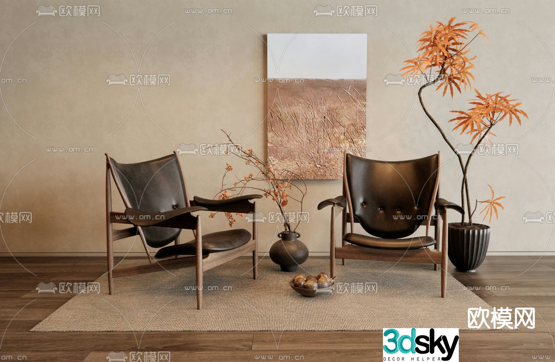 Medieval style chair leisure chair 3d model