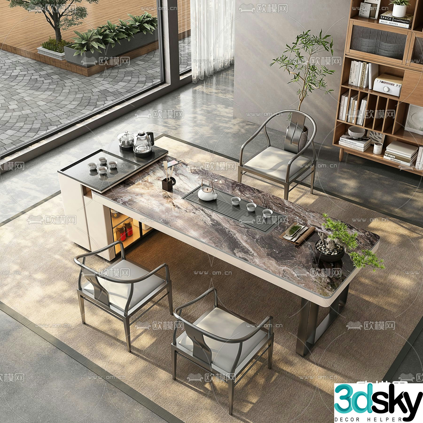New Chinese style tea table tea making table 3d model