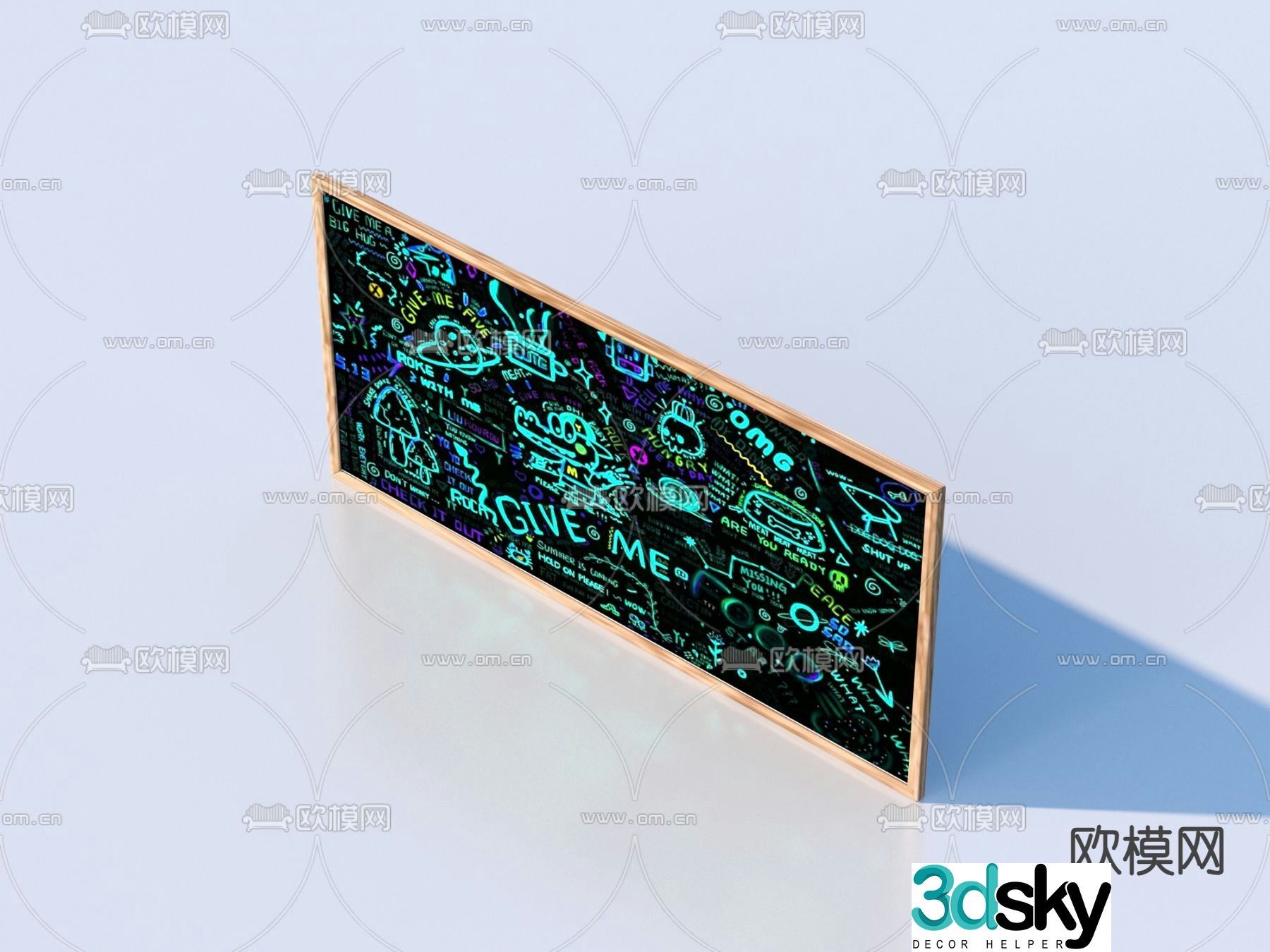 Office supplies blackboard writing board 3d model