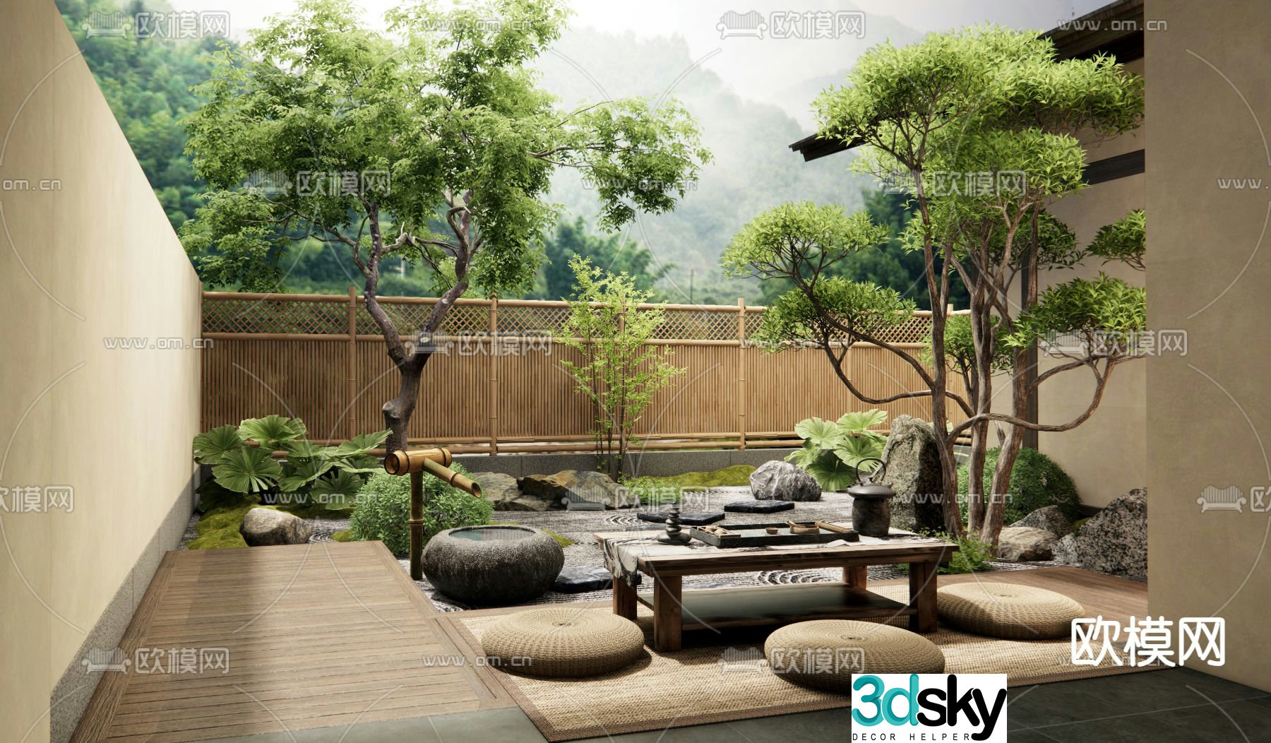 Courtyard landscape garden 3d model