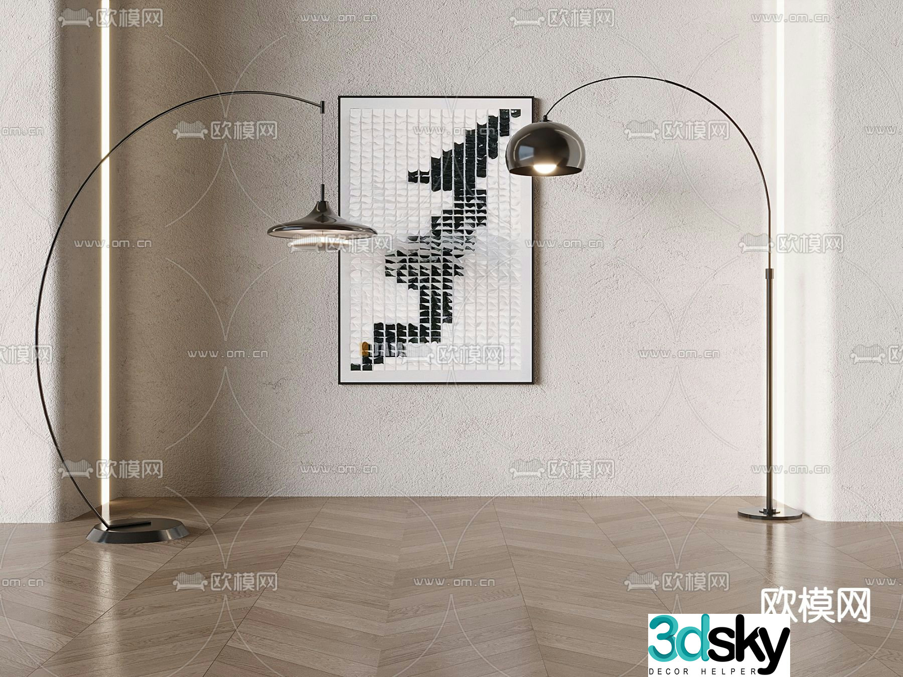 Creative floor lamp fishing lamp 3d model