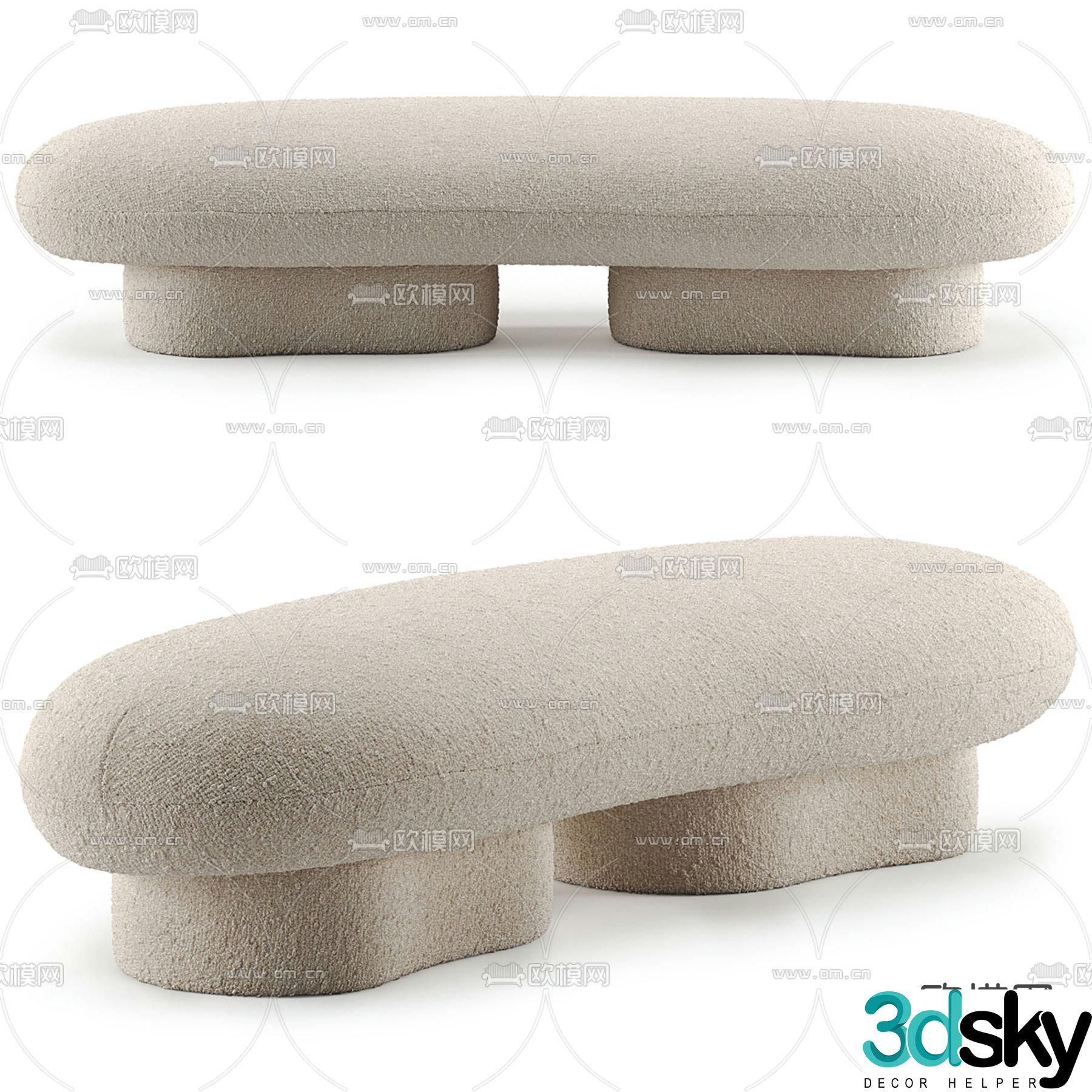 Jami Boucle stool bench sofa stool 3d model