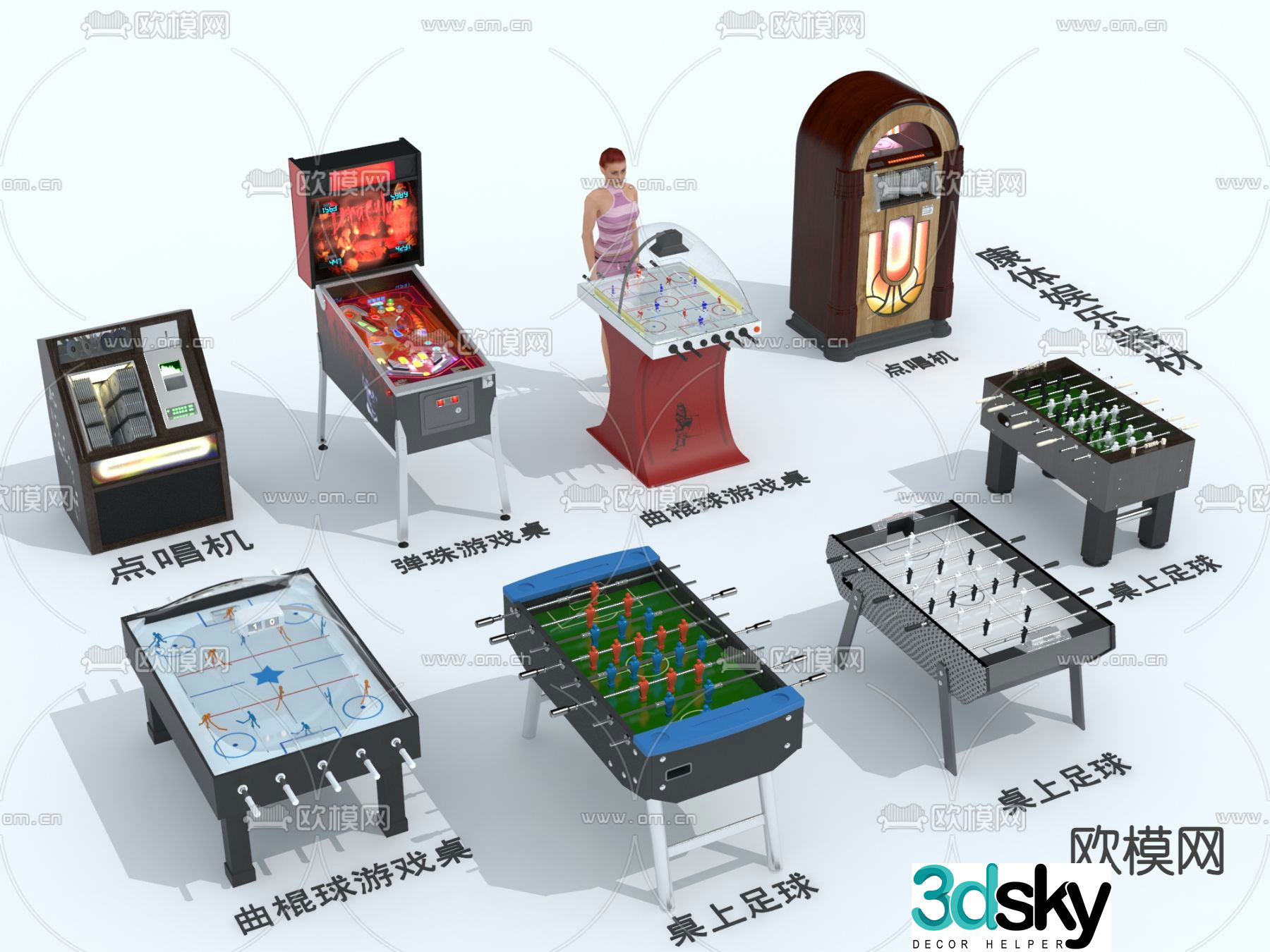 Game machine billiard table ping pong table 3d model