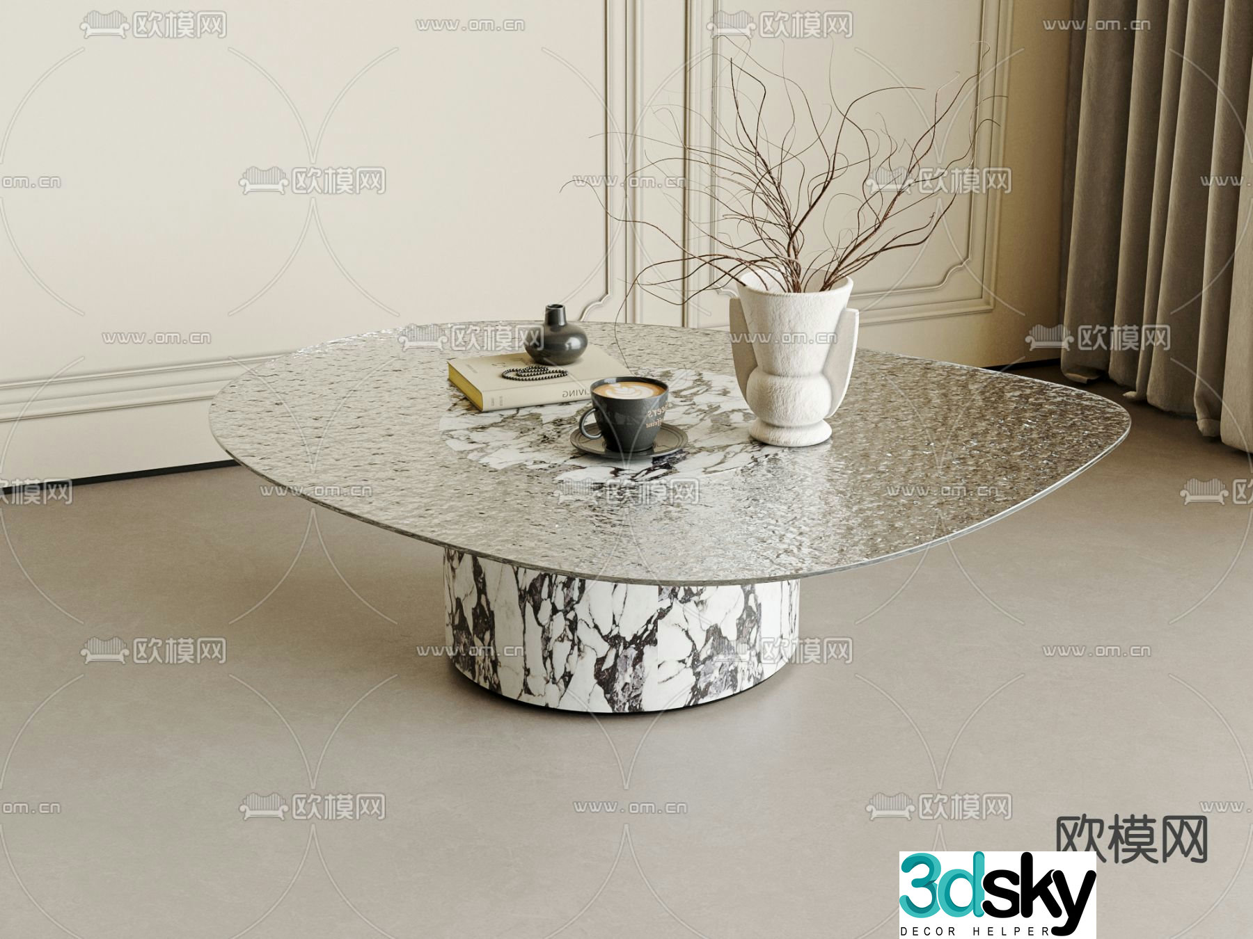 Special shaped coffee table glass coffee table 3d model