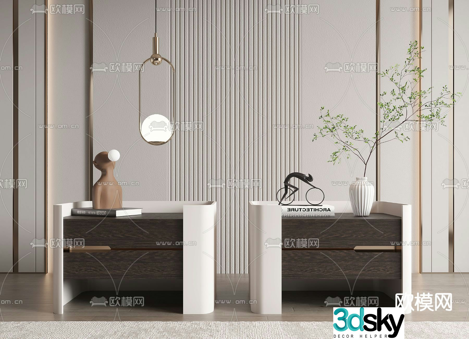 Modern bedside table 3d model