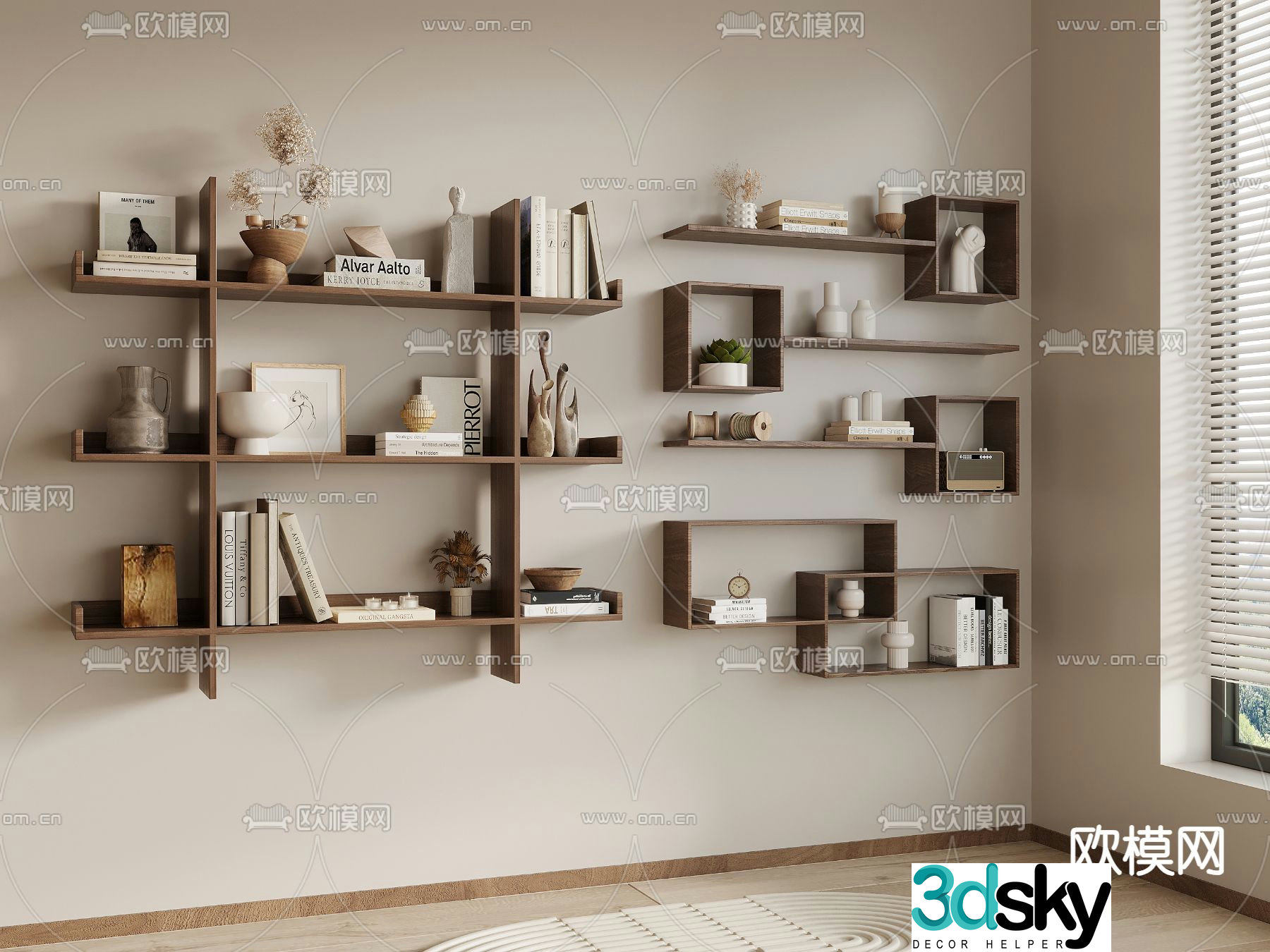 Nordic style decorative rack storage rack 3d model
