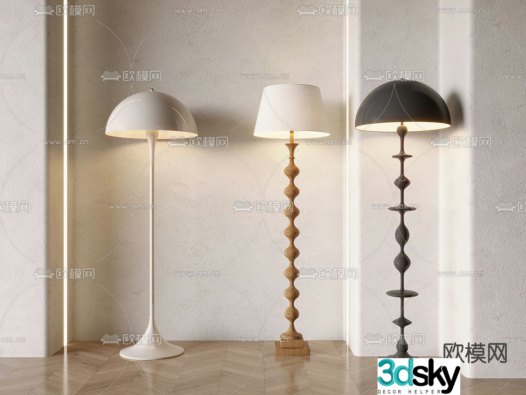 Wabi-sabi floor lamp mushroom floor lamp 3d model