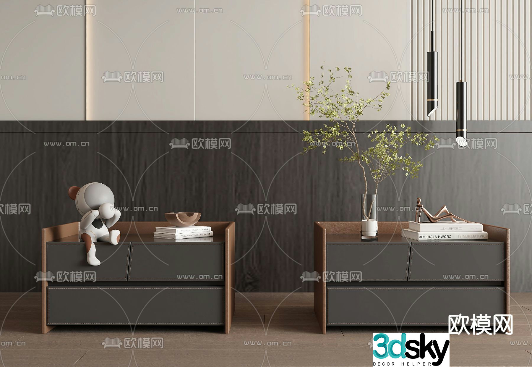 Leather bedside table 3d model