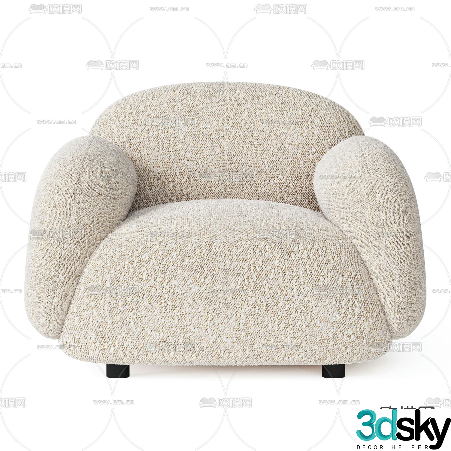 Cream style sofa single sofa 3d model