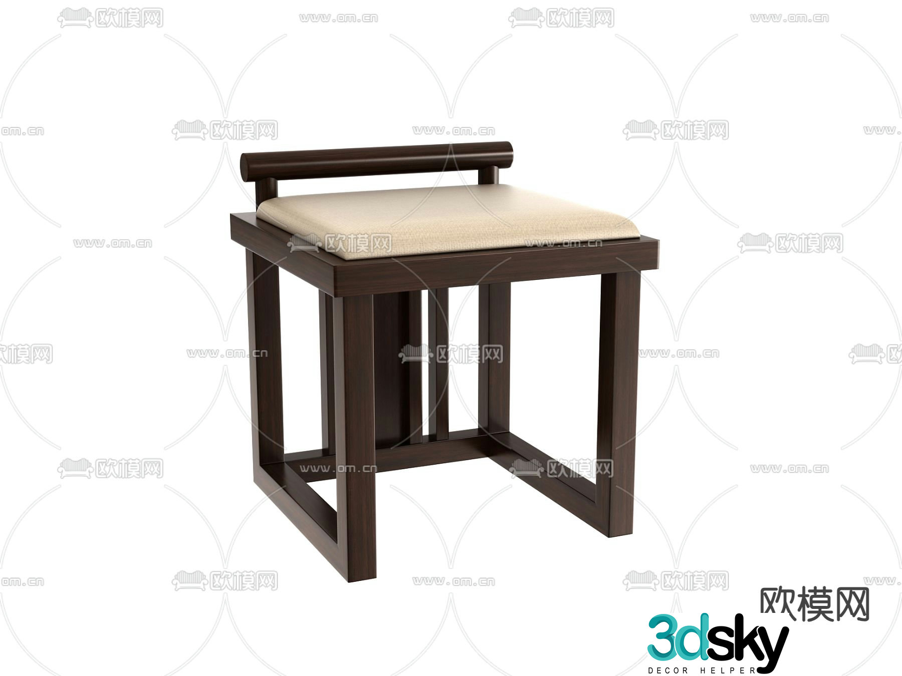 New Chinese style stool makeup stool 3d model