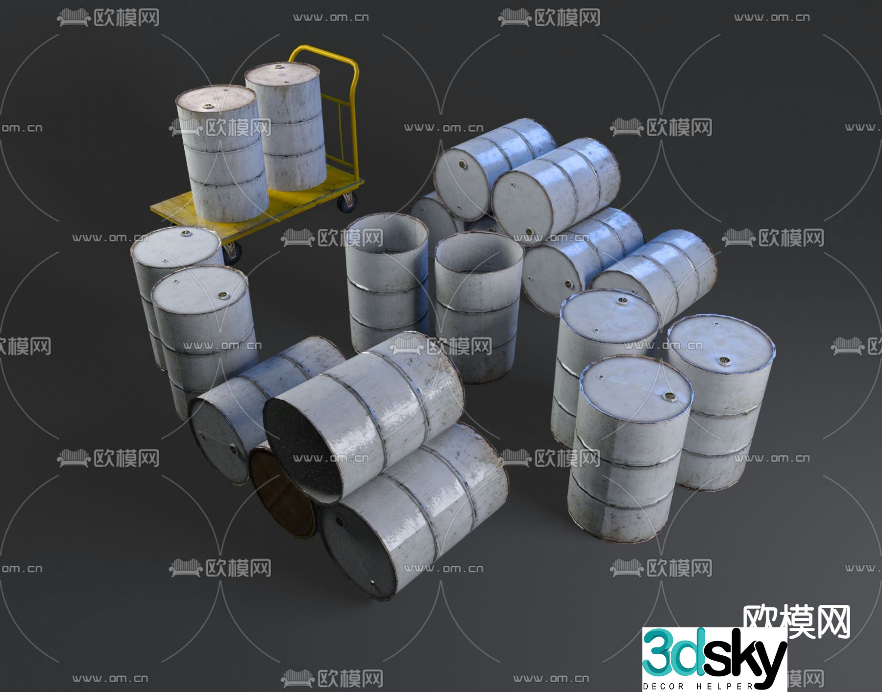 Pipa barrel chemical barrel iron barrel 3d model