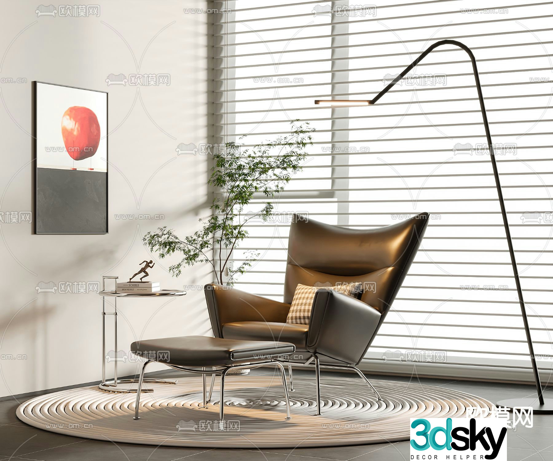 Leather chair lounge chair 3d model