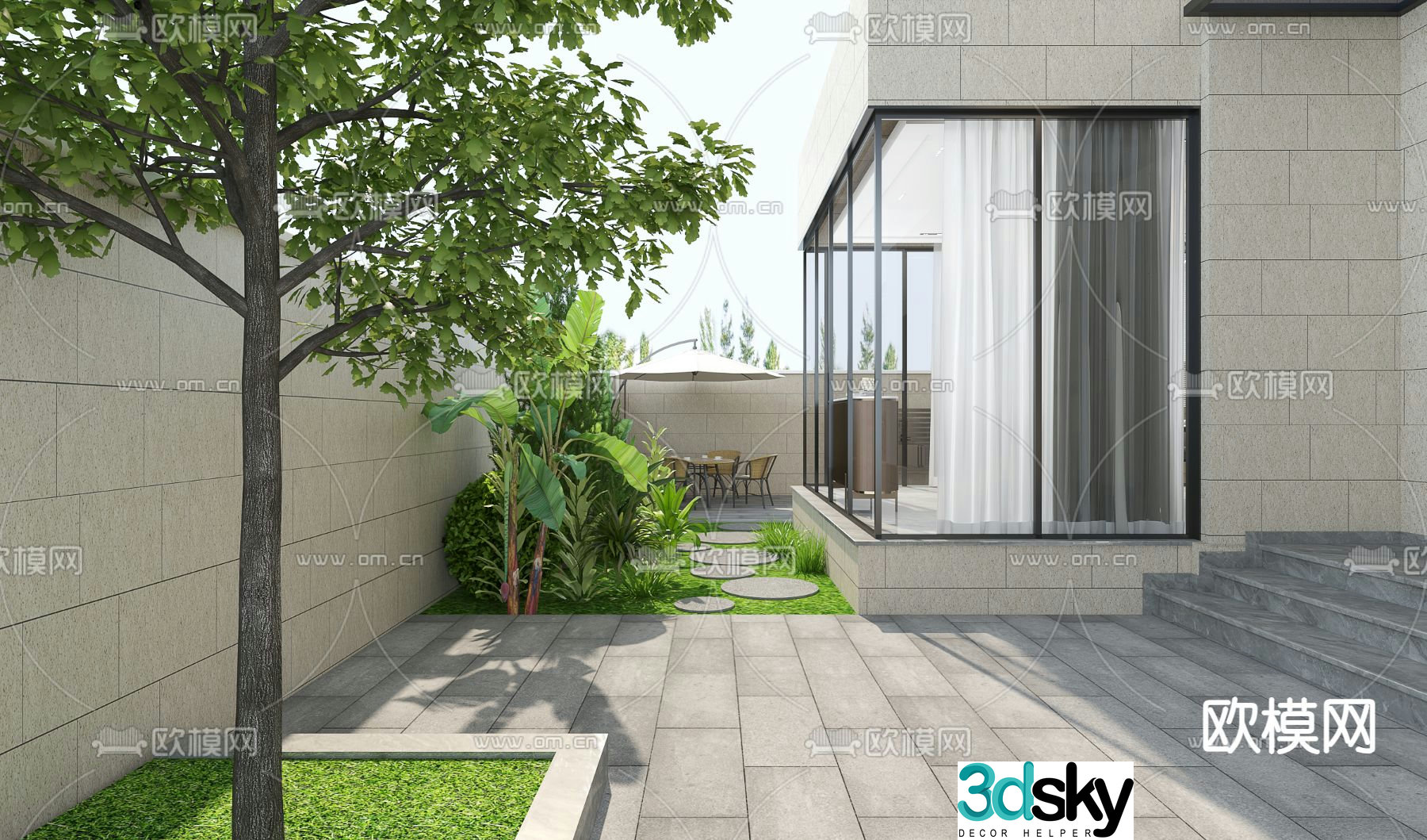 Villa garden Villa courtyard 3d model