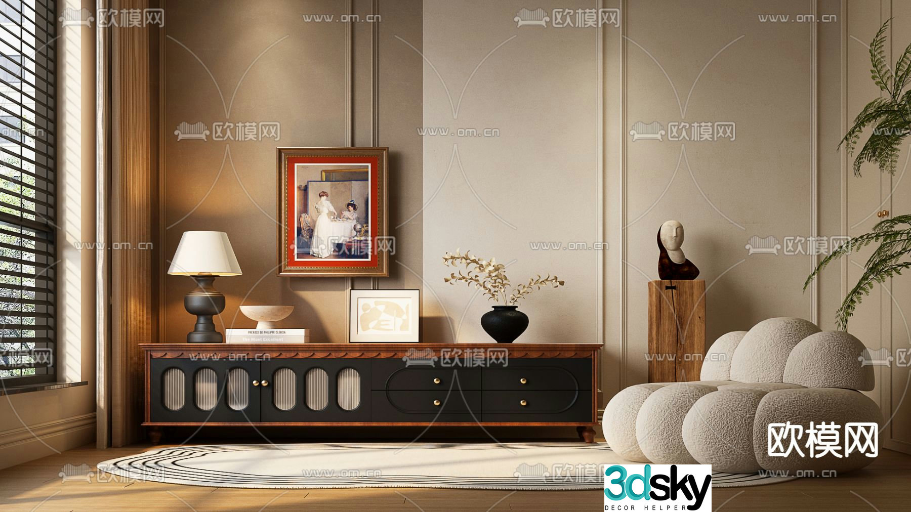Medieval style TV cabinet 3D model