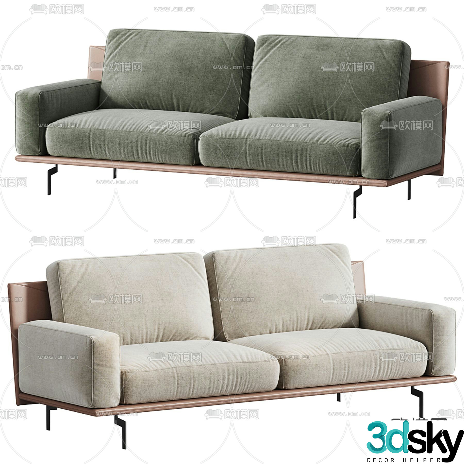 Fabric sofa double sofa 3d model