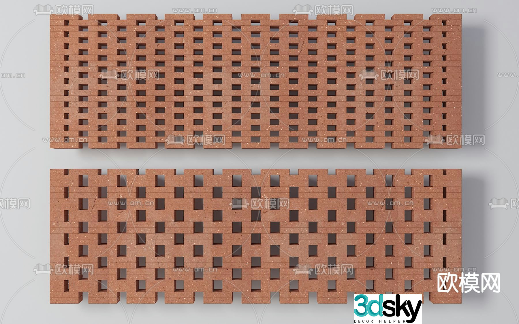 Hollow red brick wall Hollow brick partition Red brick 3D model