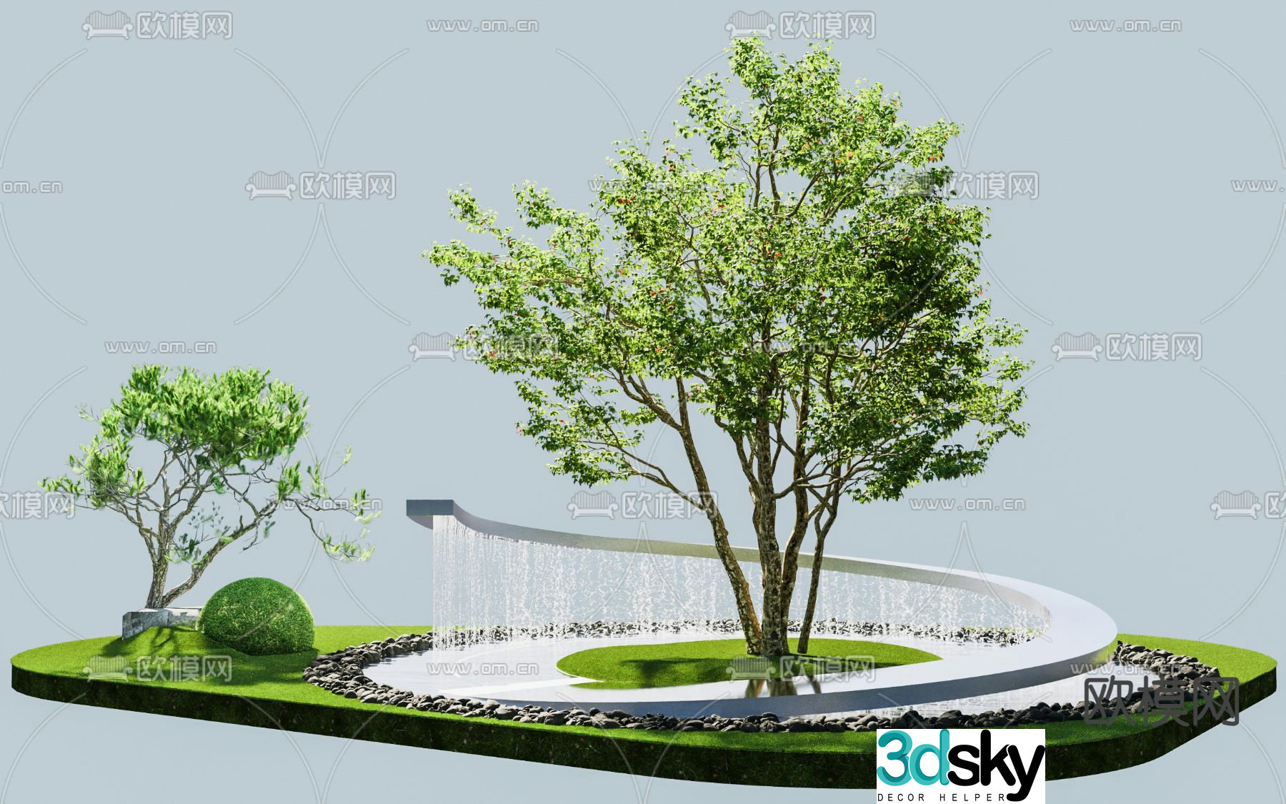 Water curtain landscape overlapping water landscaping 3D model