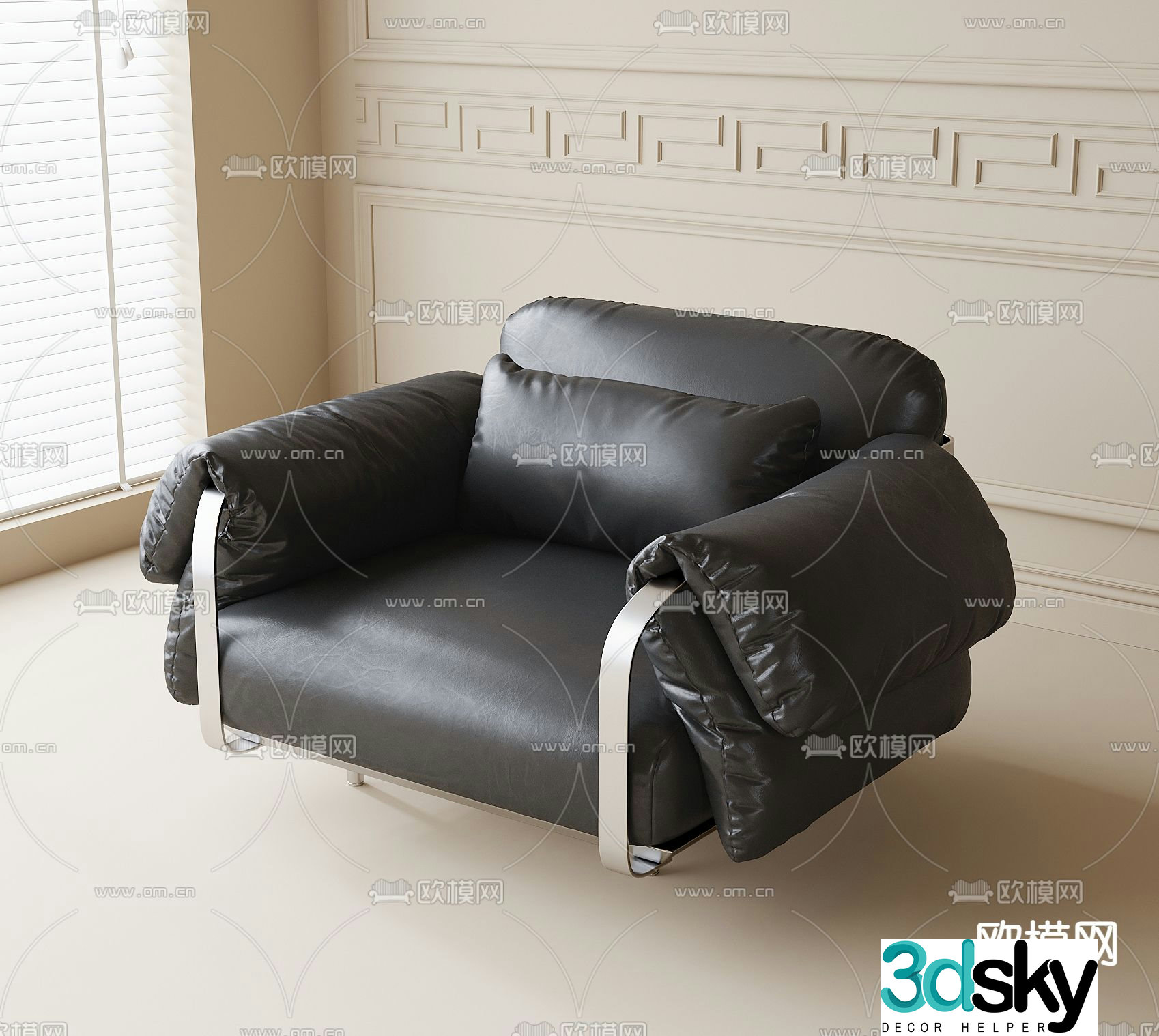 Leather sofa single sofa 3d model
