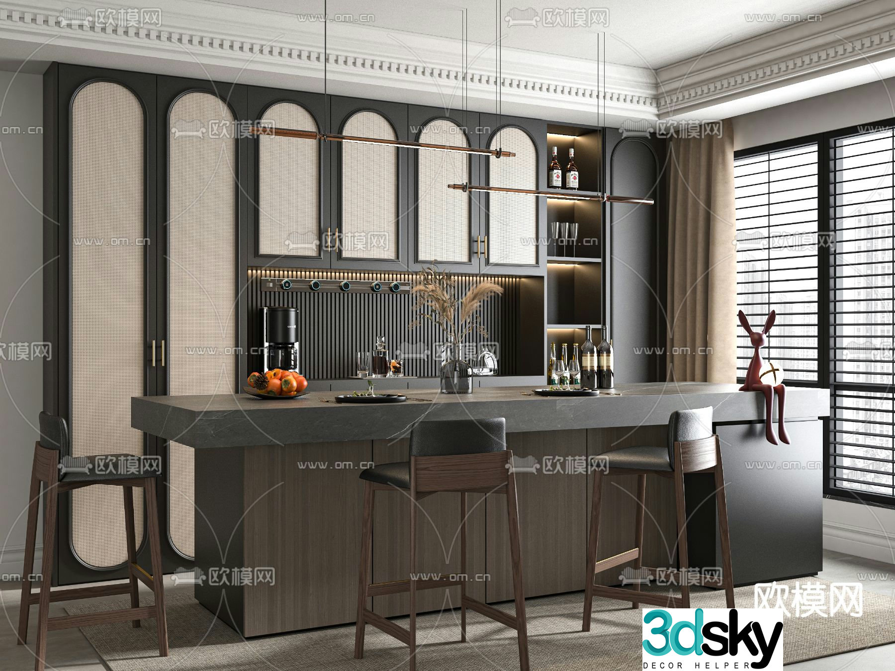 Medieval style bar bar chair 3d model