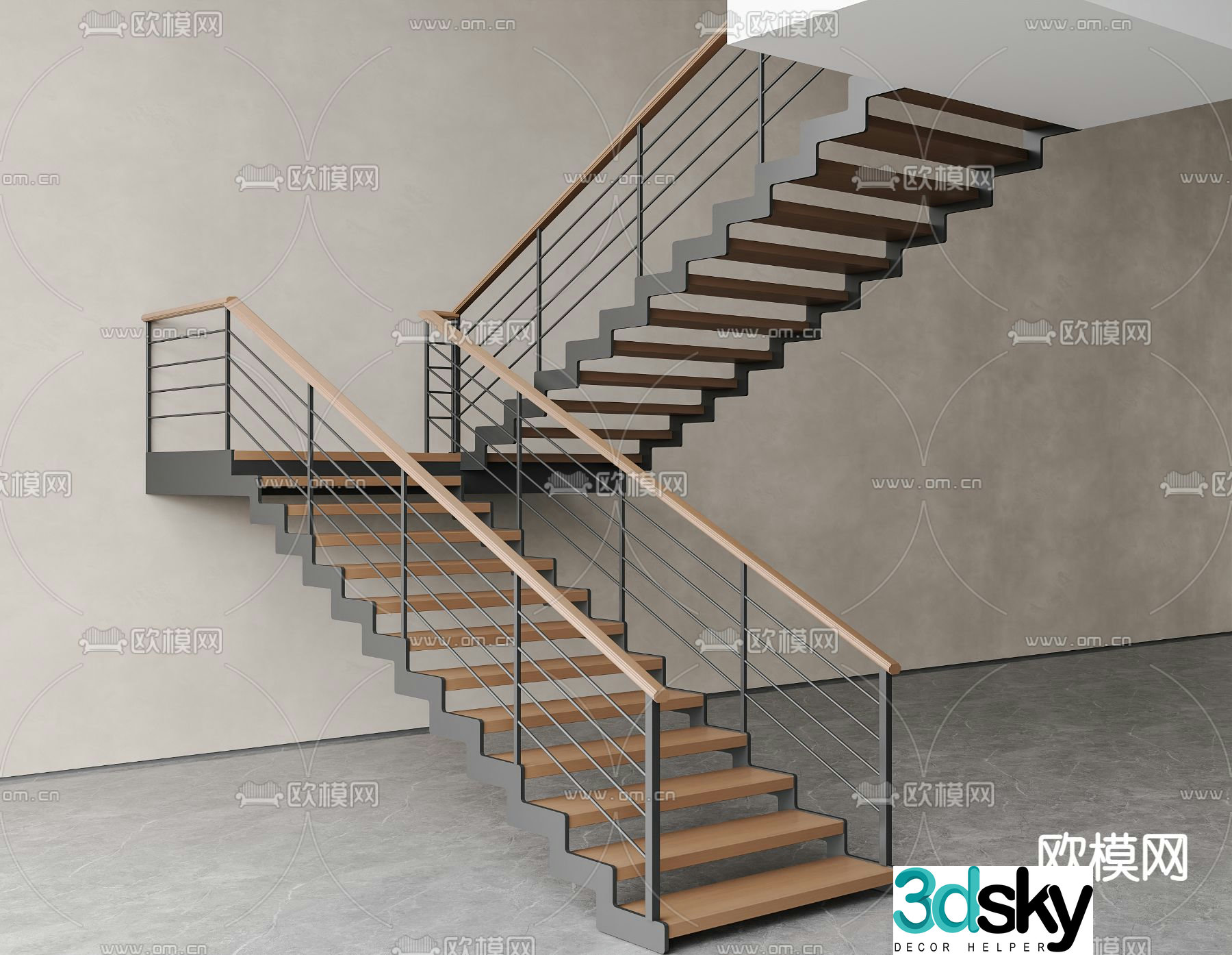 Wrought iron staircase hanging staircase 3d model